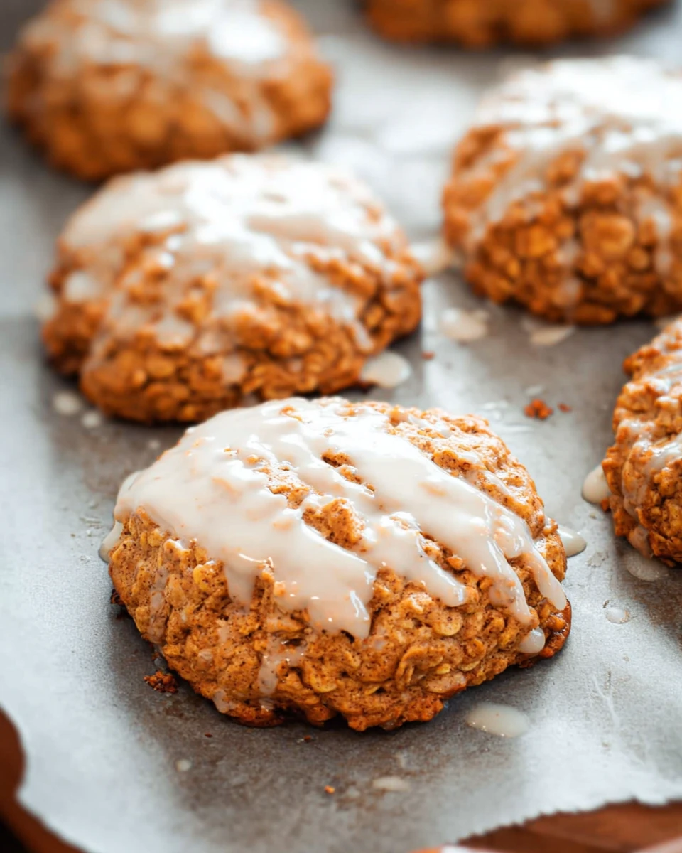Iced Gingerbread Oatmeal Cookies