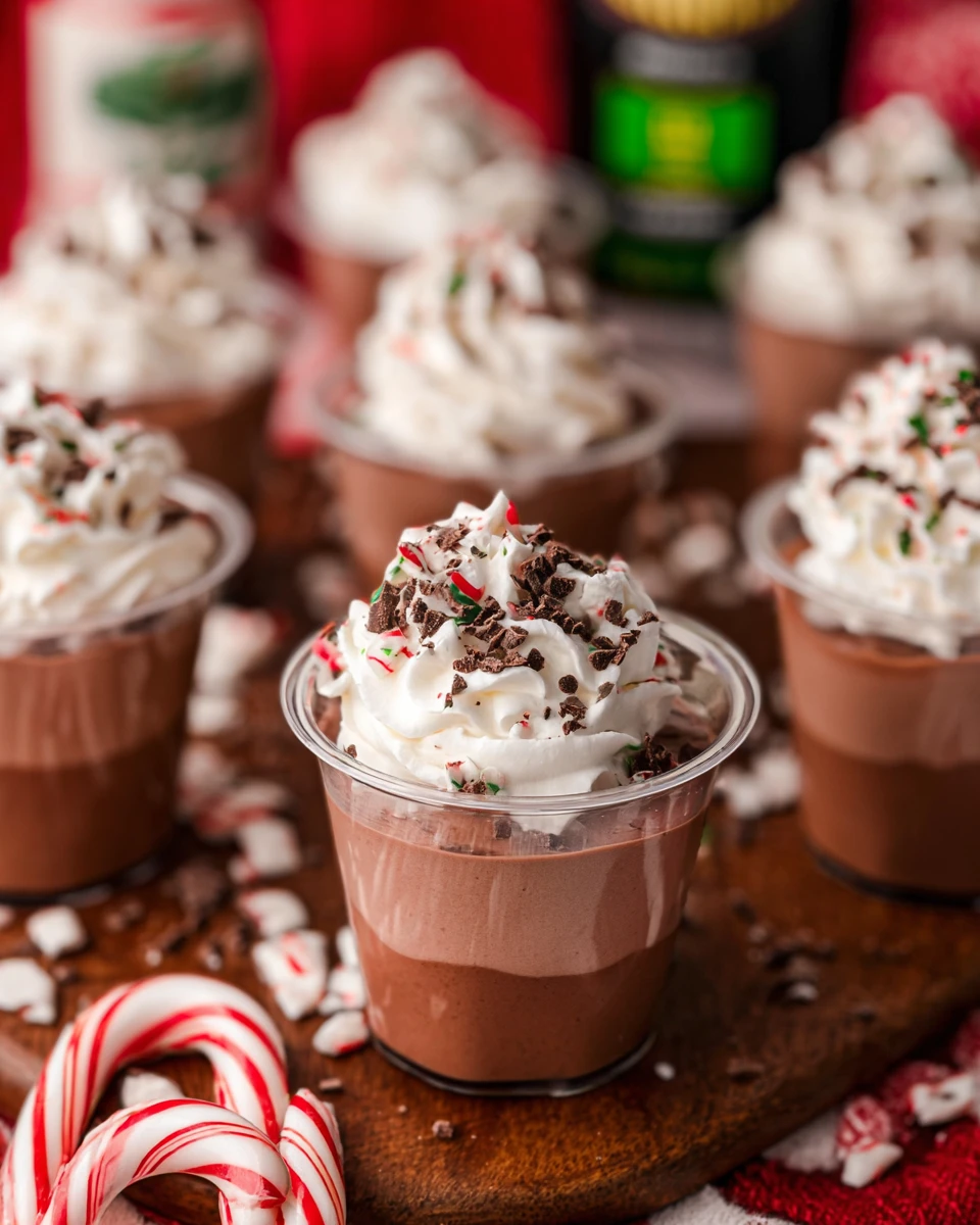 Peppermint Chocolate Pudding Shots