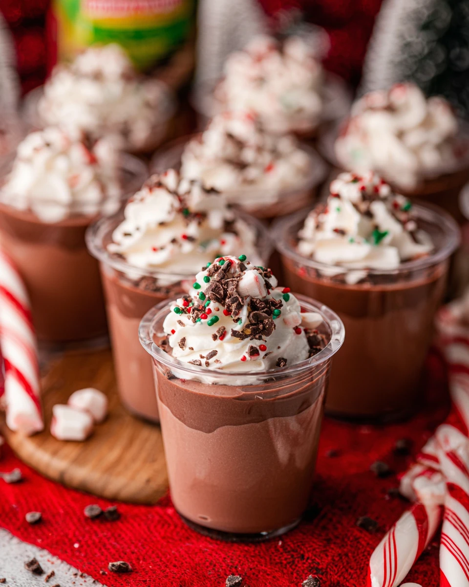 Peppermint Chocolate Pudding Shots