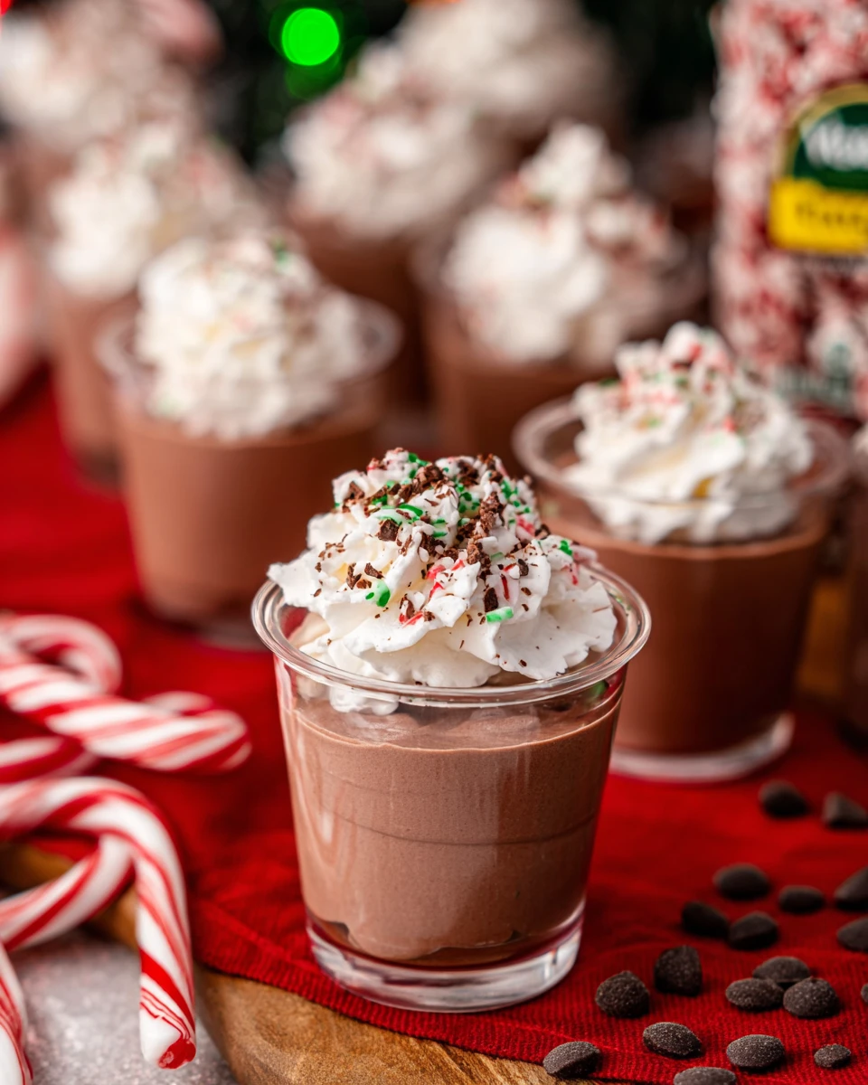 Peppermint Chocolate Pudding Shots