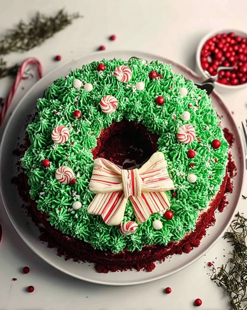 Red Velvet Christmas Wreath Cake