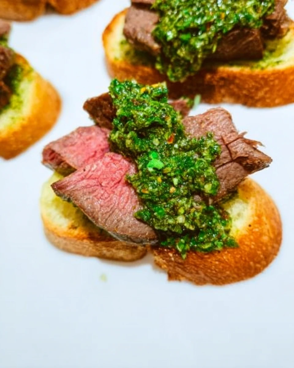 Steak and Chimichurri Toasts