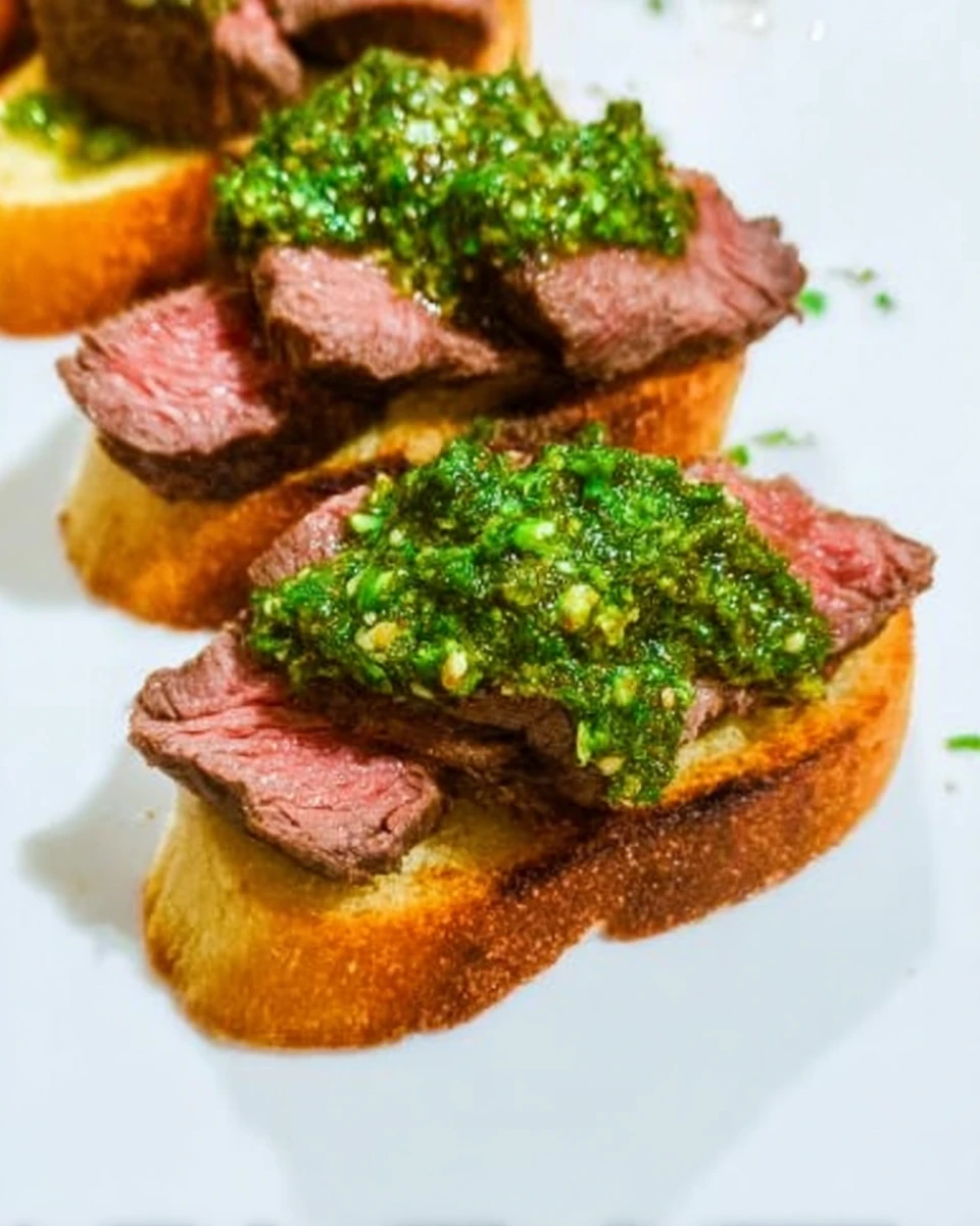 Steak and Chimichurri Toasts
