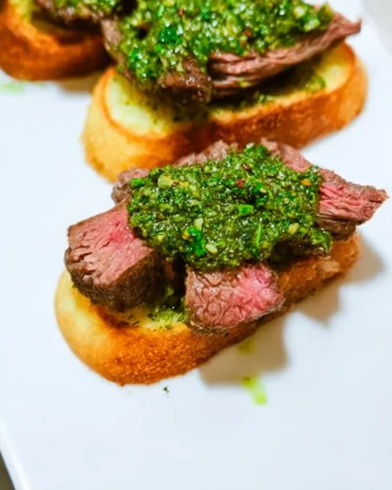Steak and Chimichurri Toasts