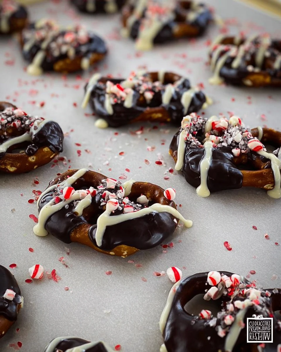 Chocolate Peppermint Covered Pretzels