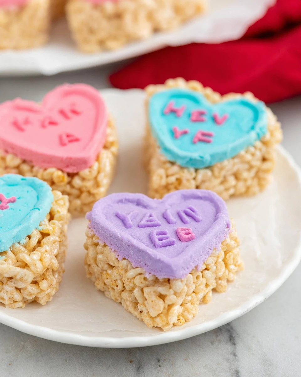 Conversation Heart Valentine’s Day Rice Krispy Treats