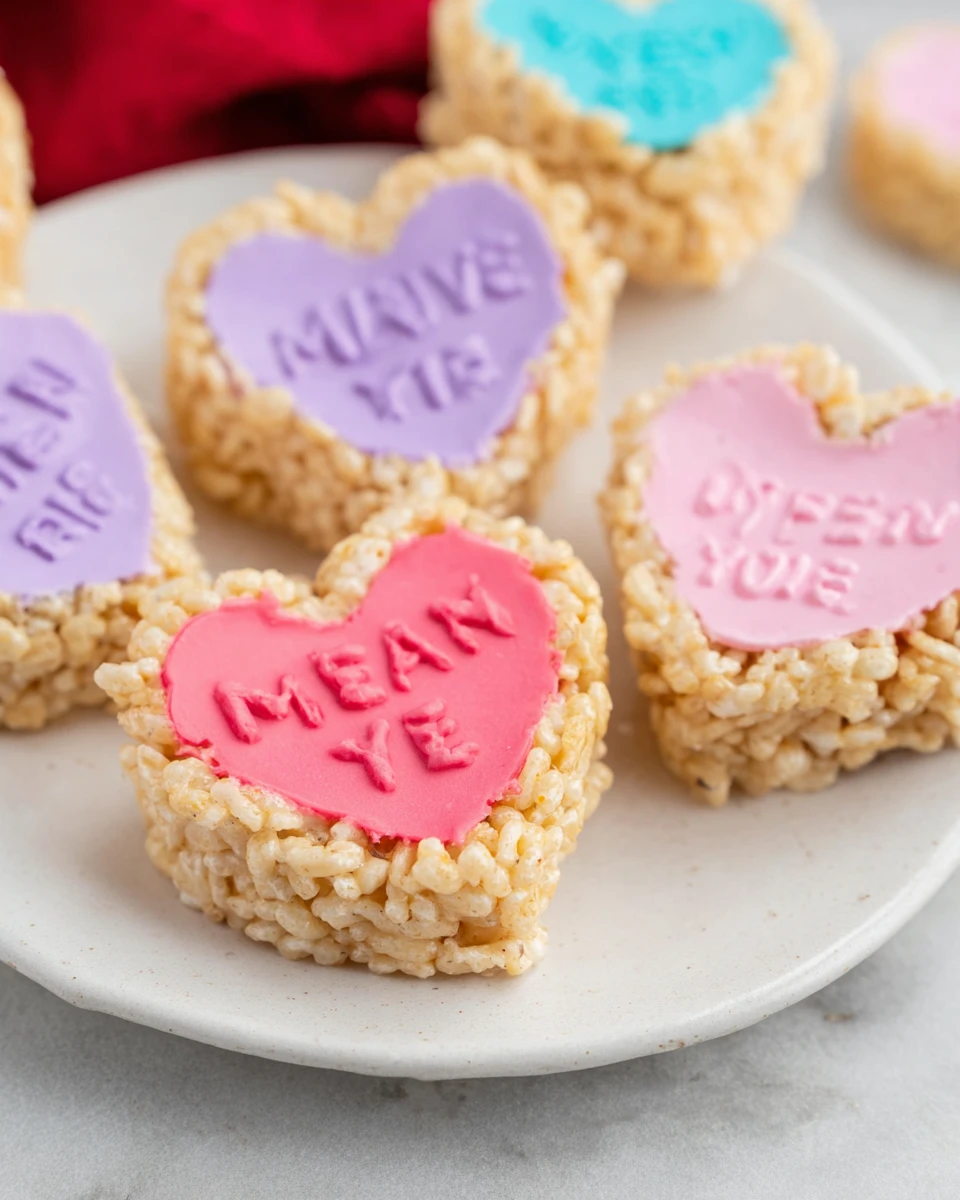 Conversation Heart Valentine’s Day Rice Krispy Treats