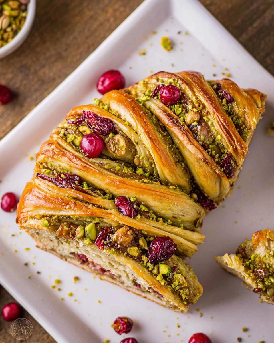 Cranberry Pistachio Babka Bread Wreath