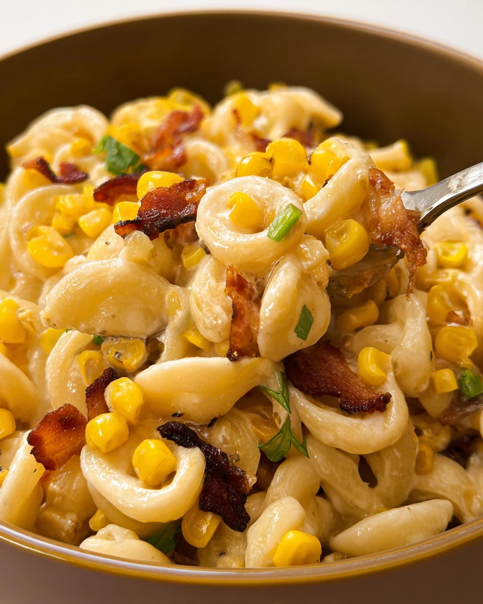 Creamy Corn Pasta with Bacon