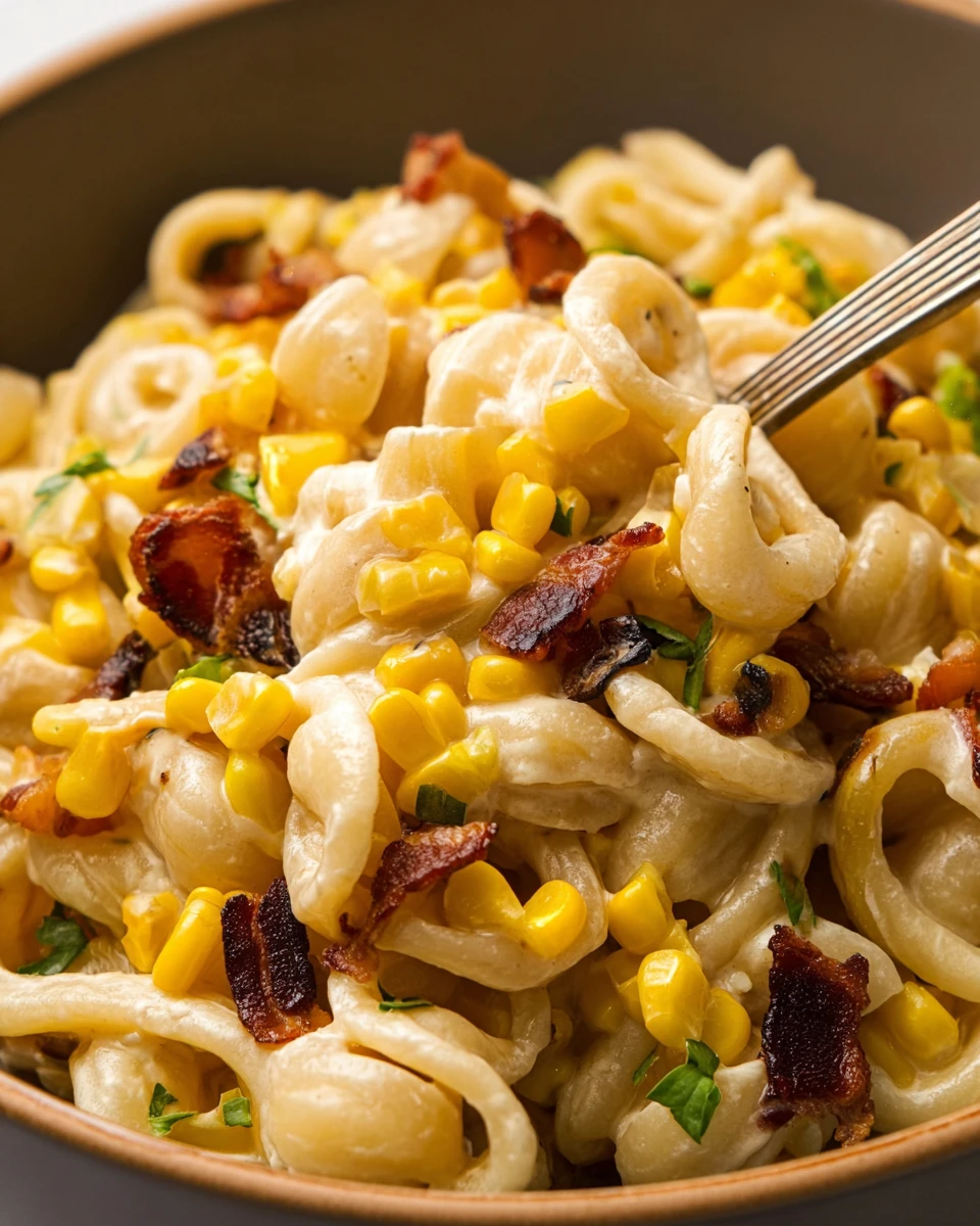 Creamy Corn Pasta with Bacon