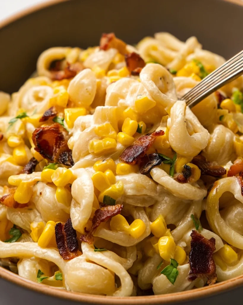 Creamy Corn Pasta with Bacon