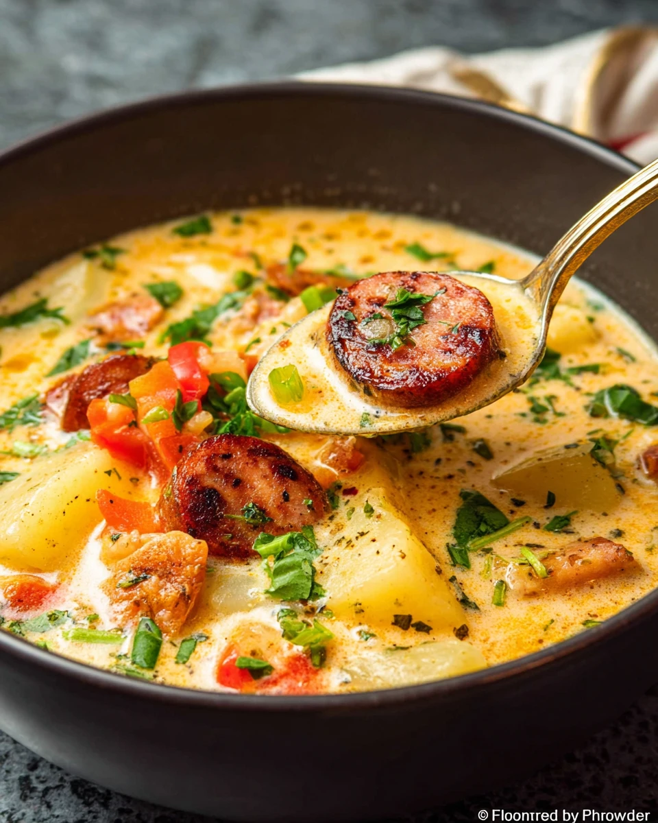 Creamy Crockpot Cajun Potato Soup (with Andouille Sausage)