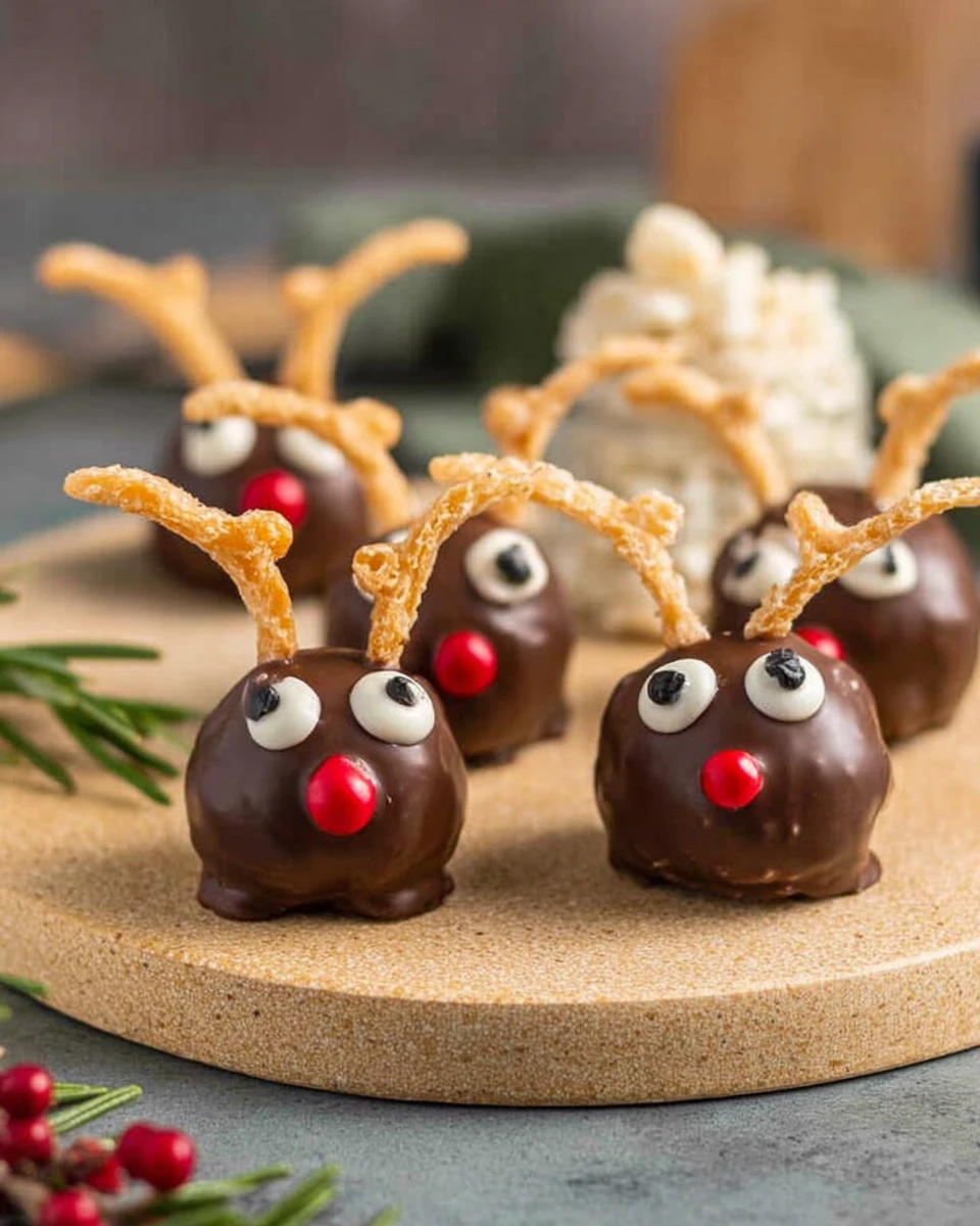 Healthy Christmas Reindeer Peanut Butter Balls