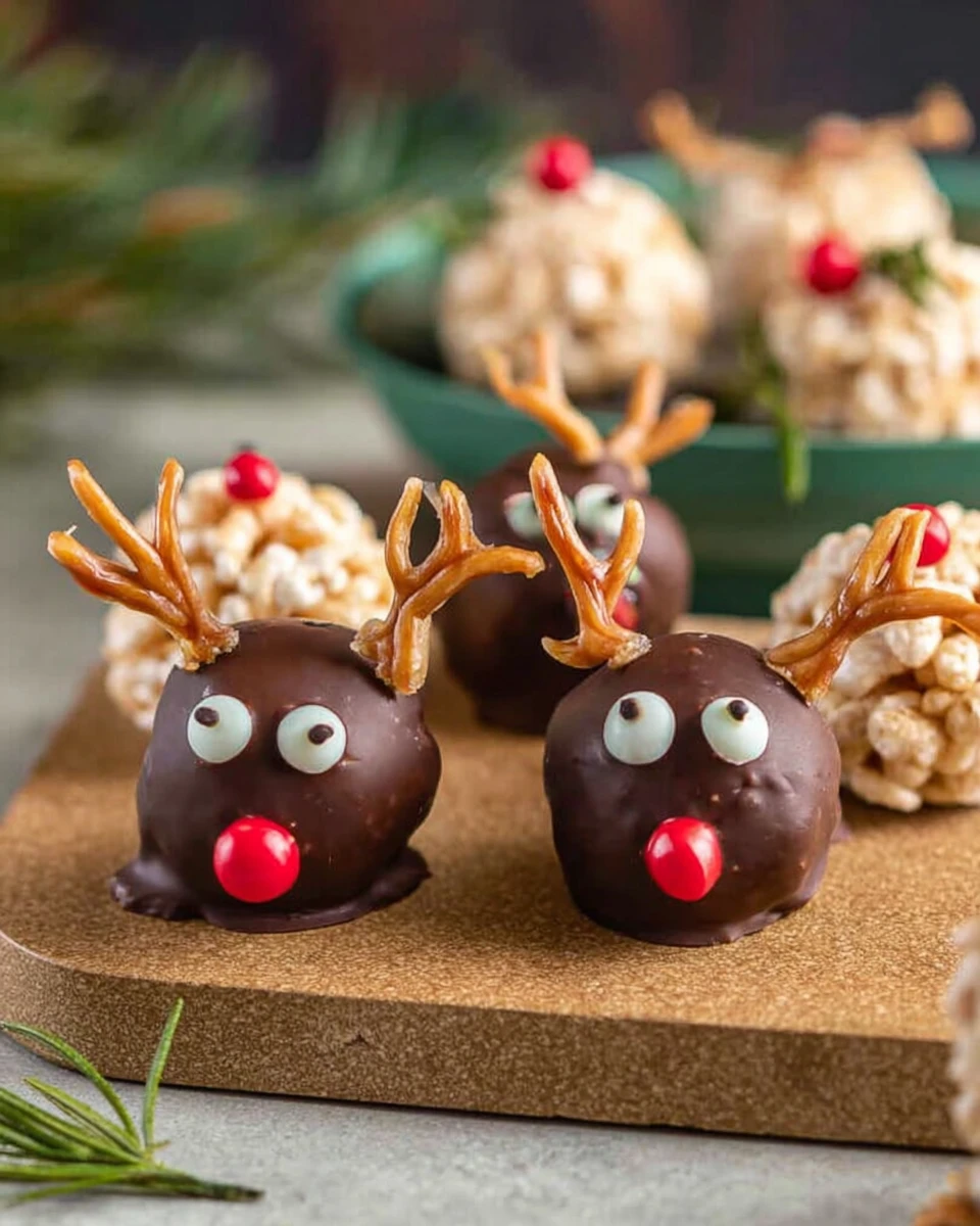 Healthy Christmas Reindeer Peanut Butter Balls