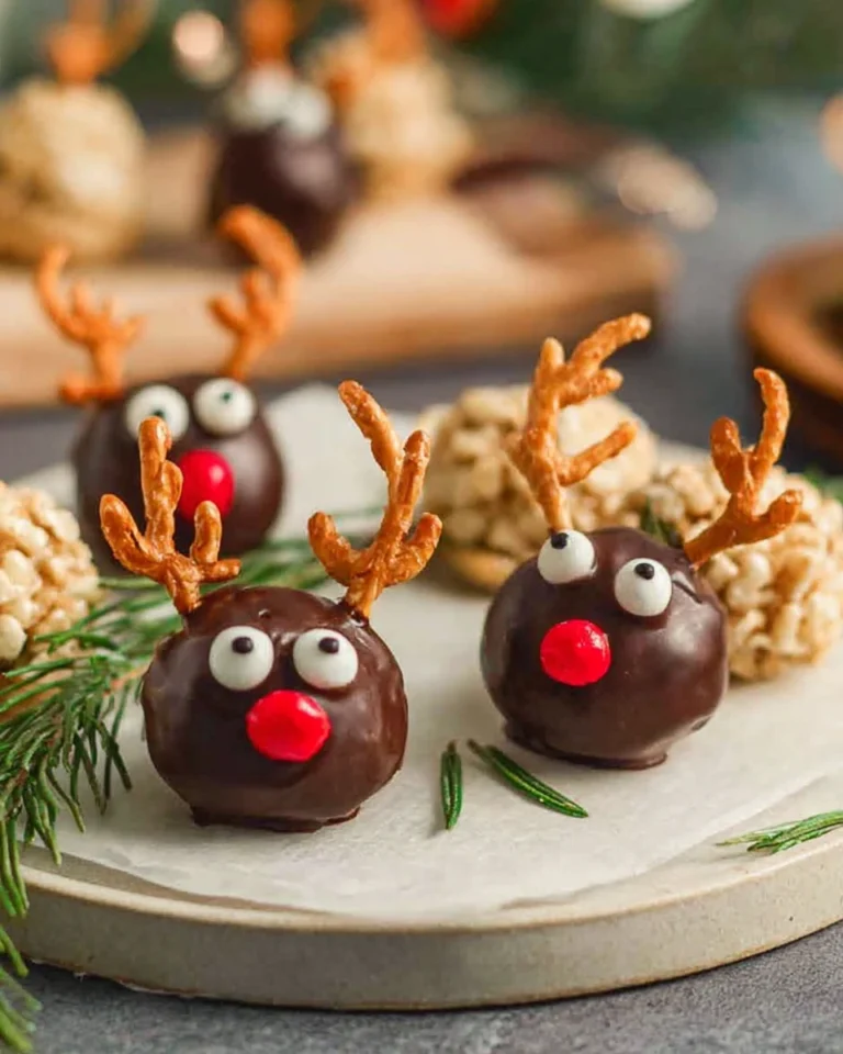 Healthy Christmas Reindeer Peanut Butter Balls