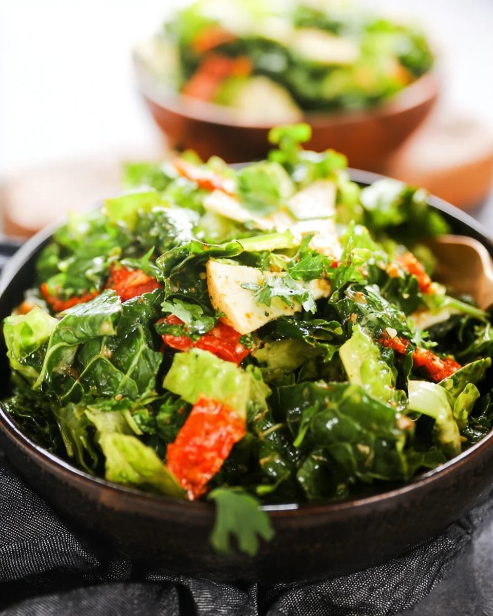 Italian Kale Salad with Sweet Lemon Garlic Vinaigrette