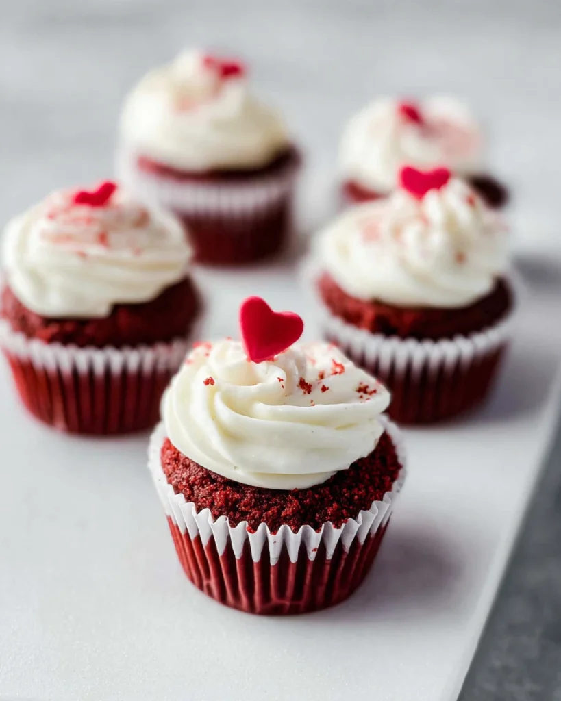 Mini Red Velvet Cupcakes with Vanilla Cream Cheese Frosting