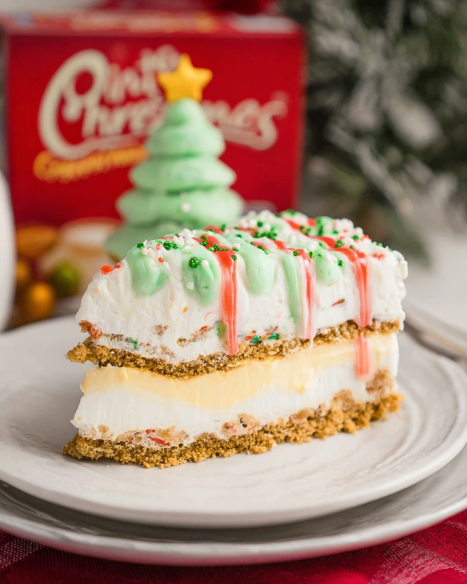 No Bake Christmas Tree Cake Cheesecake