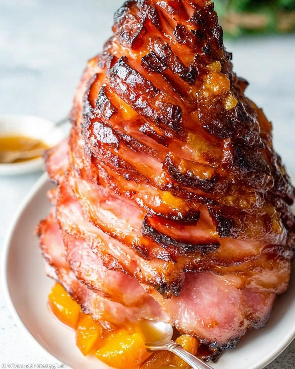 Peach Glazed Spiral Ham