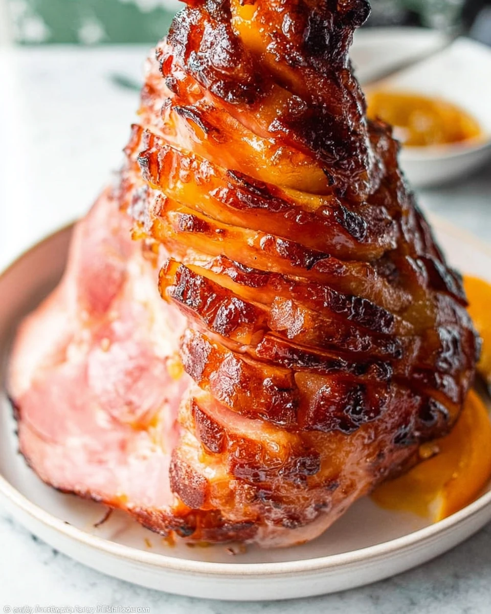 Peach Glazed Spiral Ham