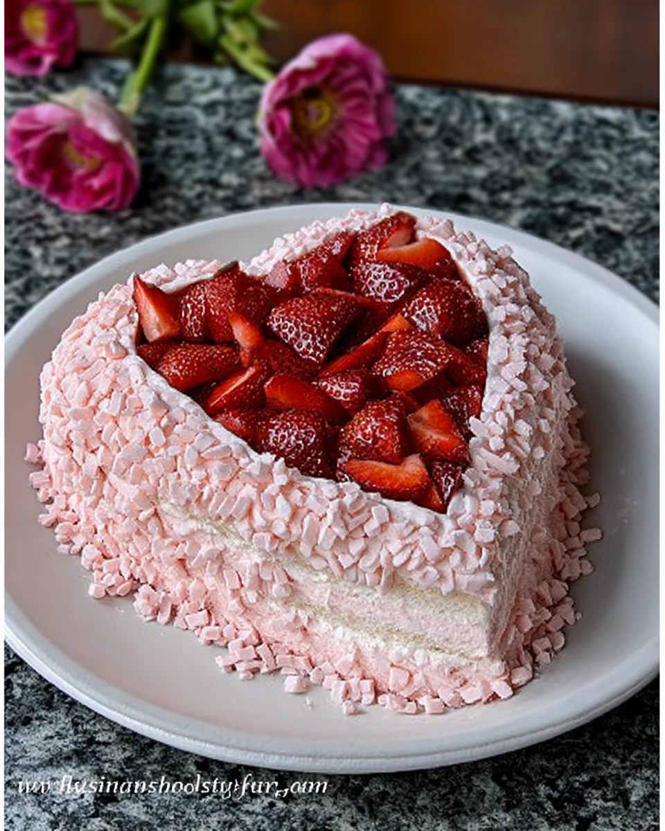 Pink Velvet Cake with Strawberries