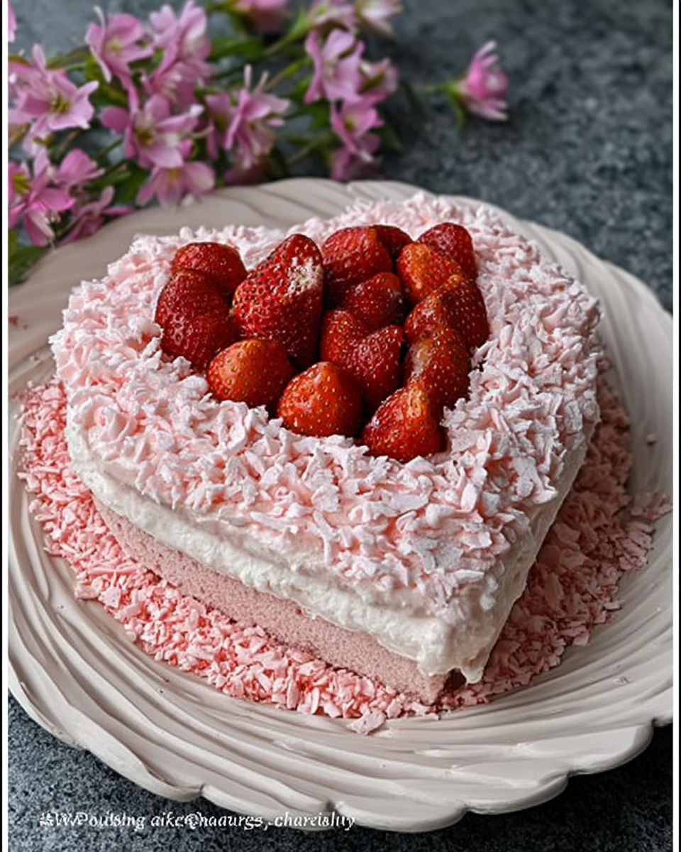 Pink Velvet Cake with Strawberries