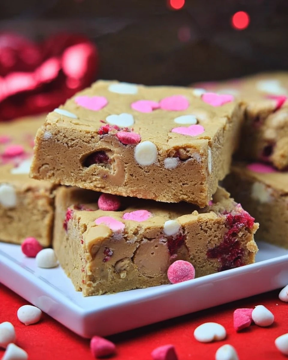 Valentine Peanut Butter Cookie Bars