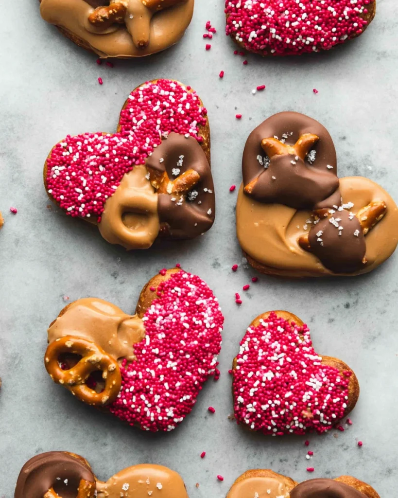3 Ingredient Chocolate Peanut Butter Pretzel Hearts