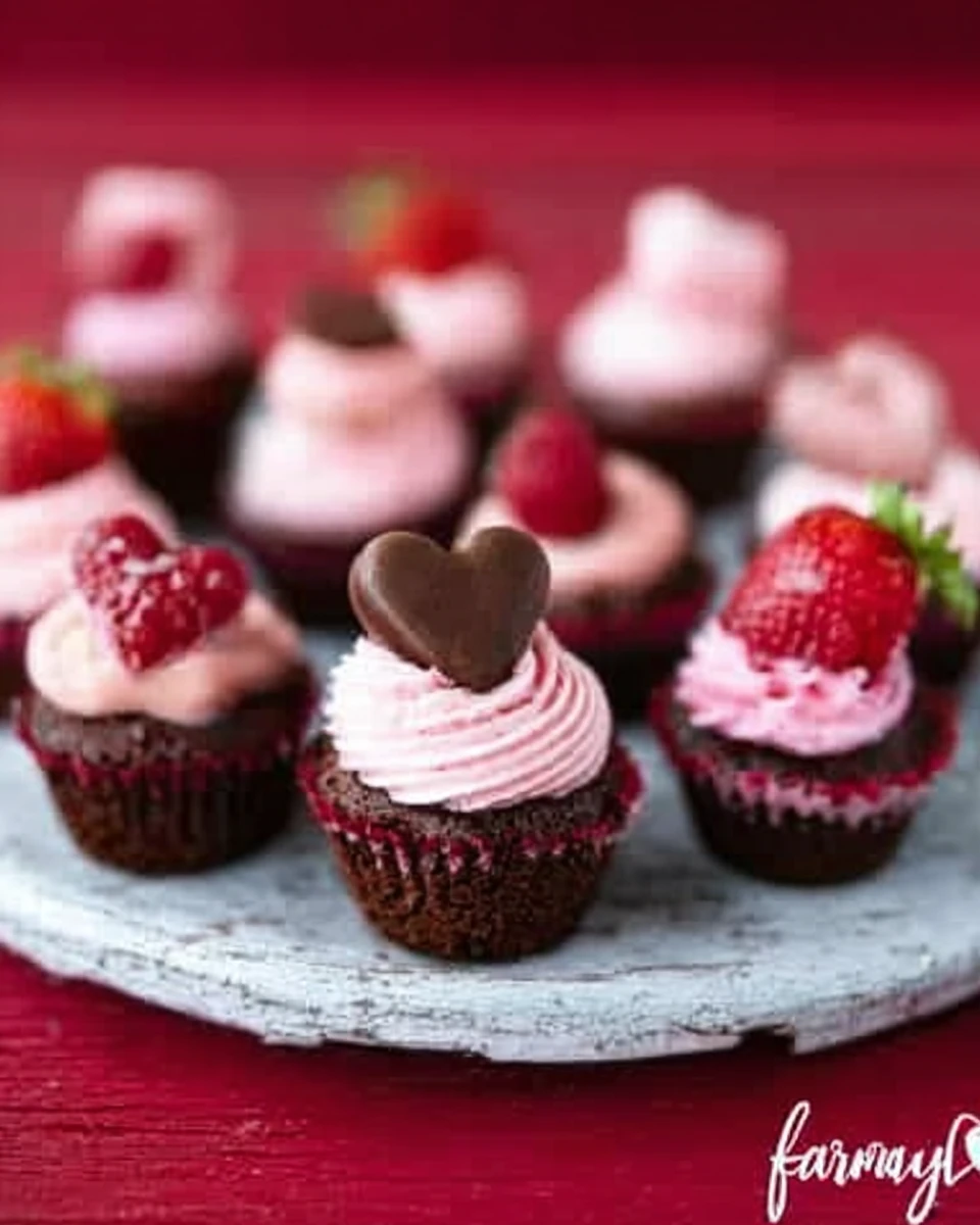 Brownie Bites with Strawberry Fluff Frosting