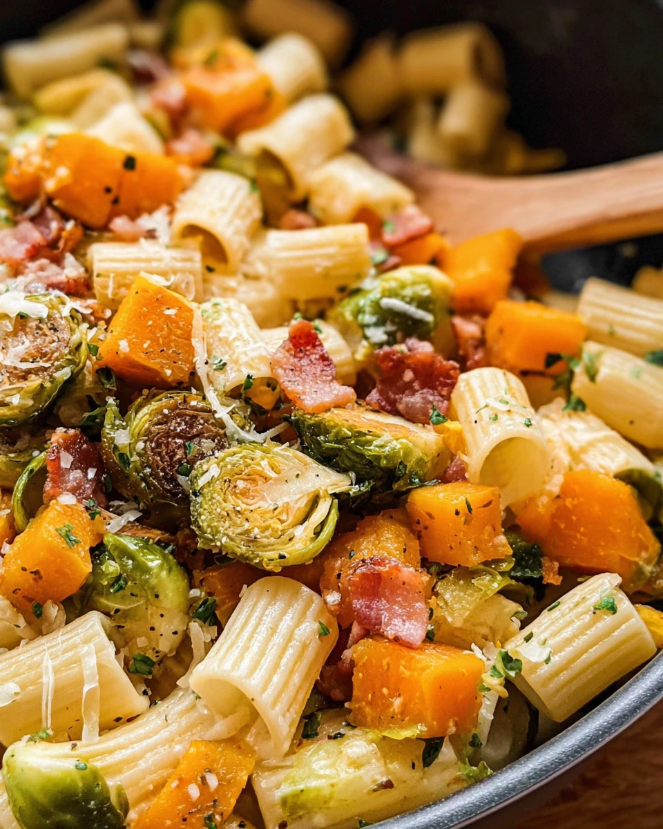 Brussels Sprouts and Butternut Squash Pasta