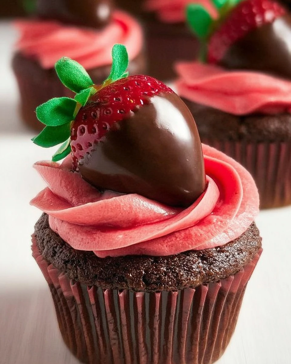 Chocolate Covered Strawberry Cupcakes