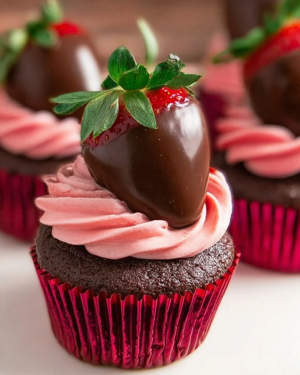 Chocolate Covered Strawberry Cupcakes