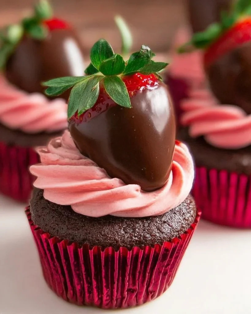 Chocolate Covered Strawberry Cupcakes