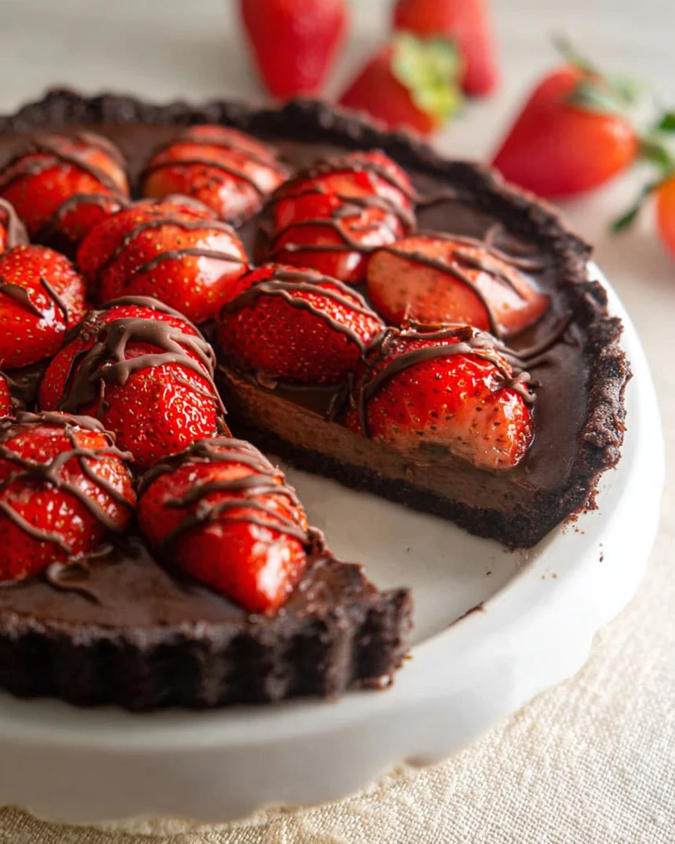 Chocolate Covered Strawberry Ganache Tart