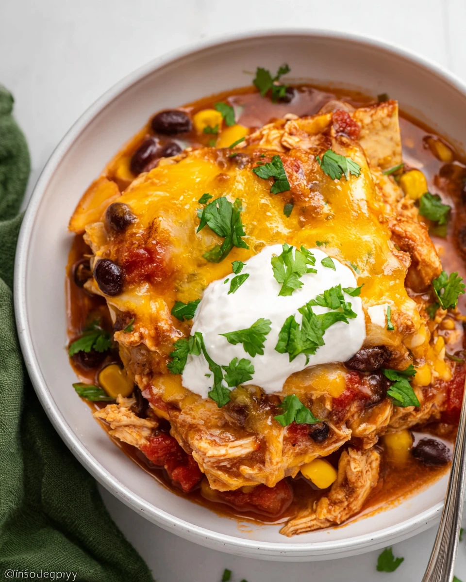 Crockpot Chicken Enchilada Casserole