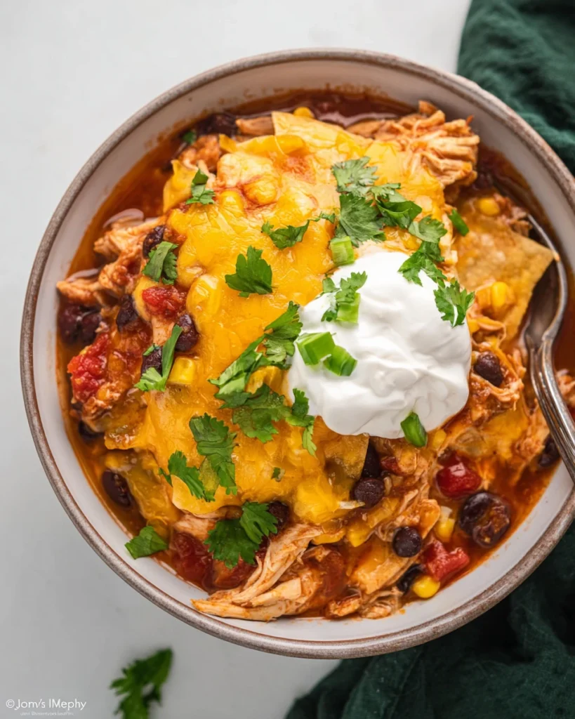 Crockpot Chicken Enchilada Casserole