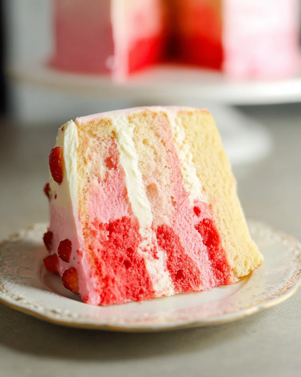 Fresh Strawberry Ombre Cake