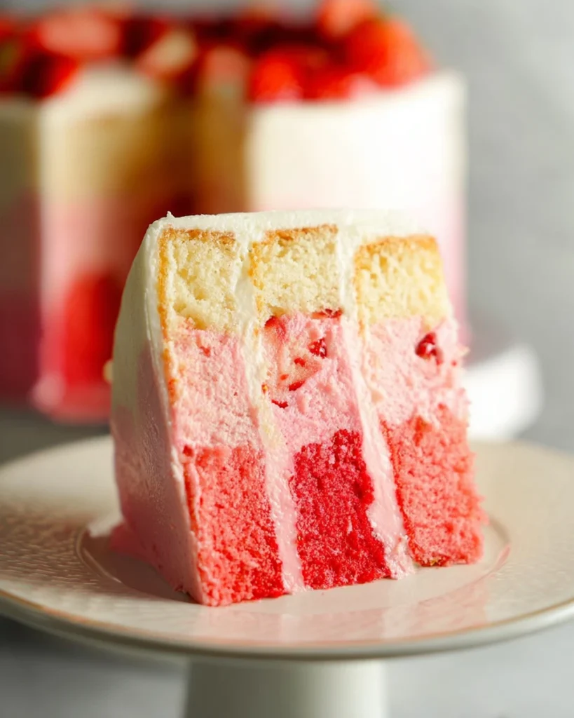 Fresh Strawberry Ombre Cake