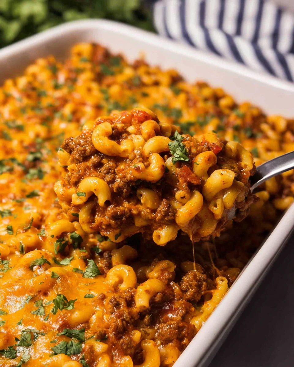 No Boil Baked Cheeseburger Pasta