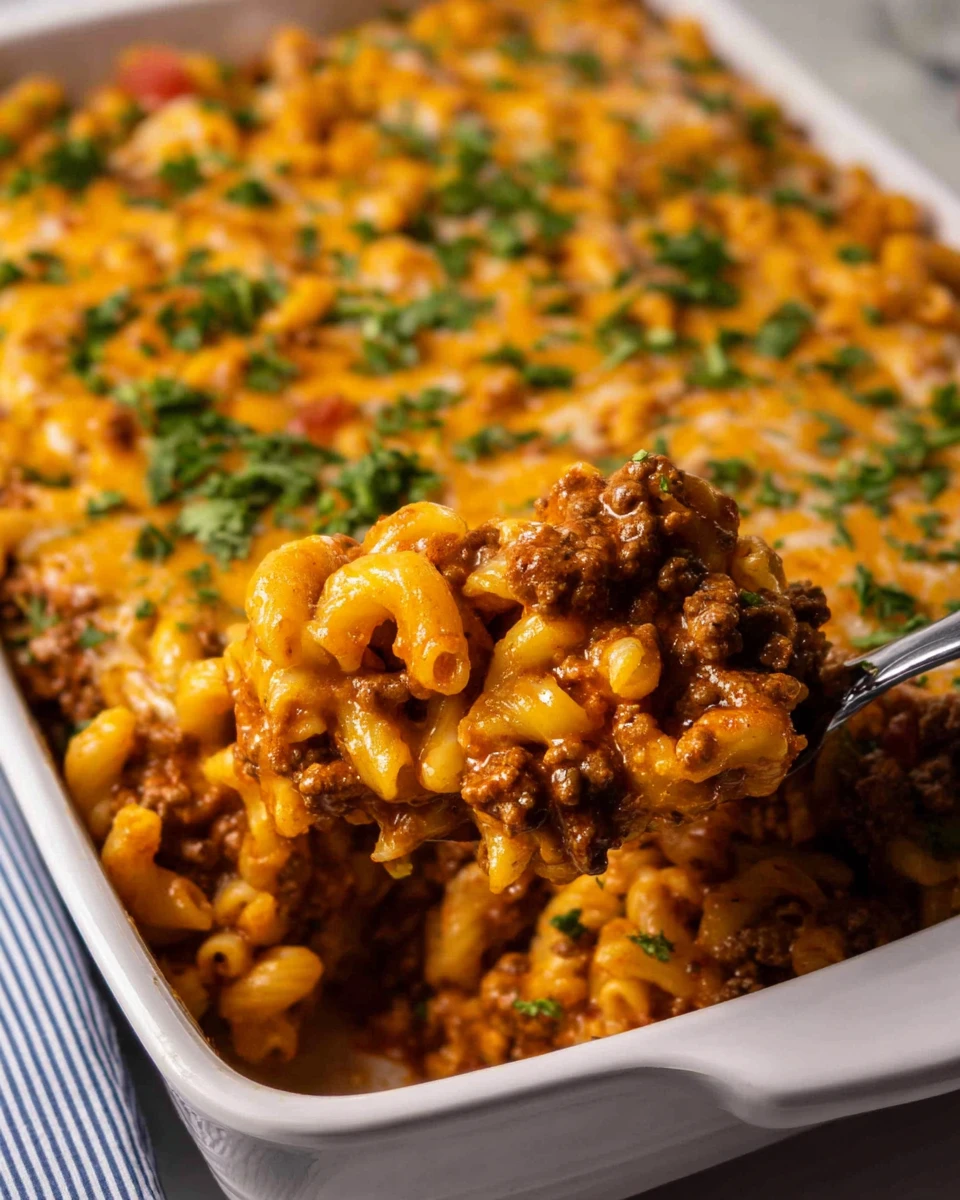 No Boil Baked Cheeseburger Pasta