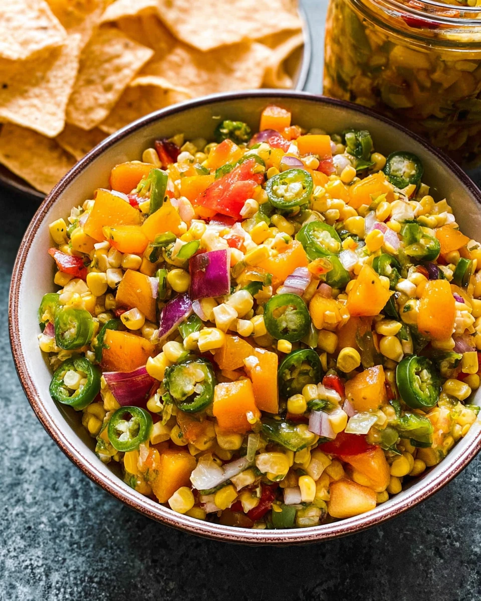 Peach Green Chile Corn Salsa