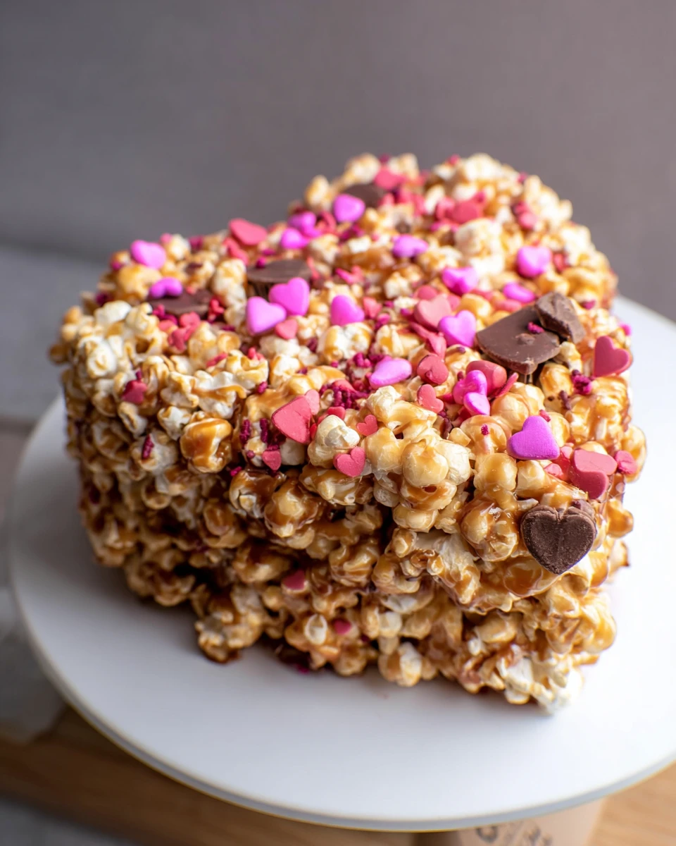 Valentine’s Day Caramel Popcorn Cake