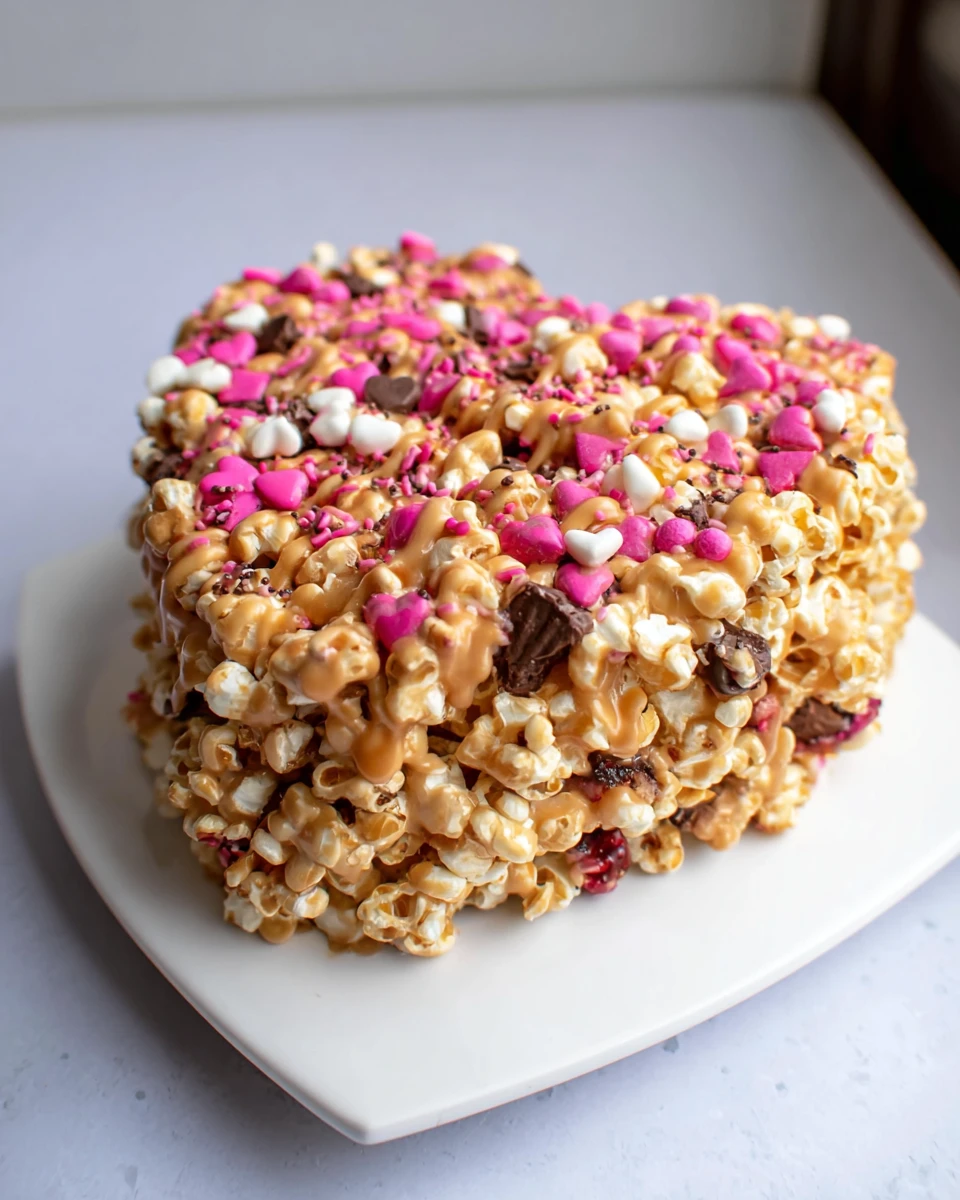Valentine’s Day Caramel Popcorn Cake