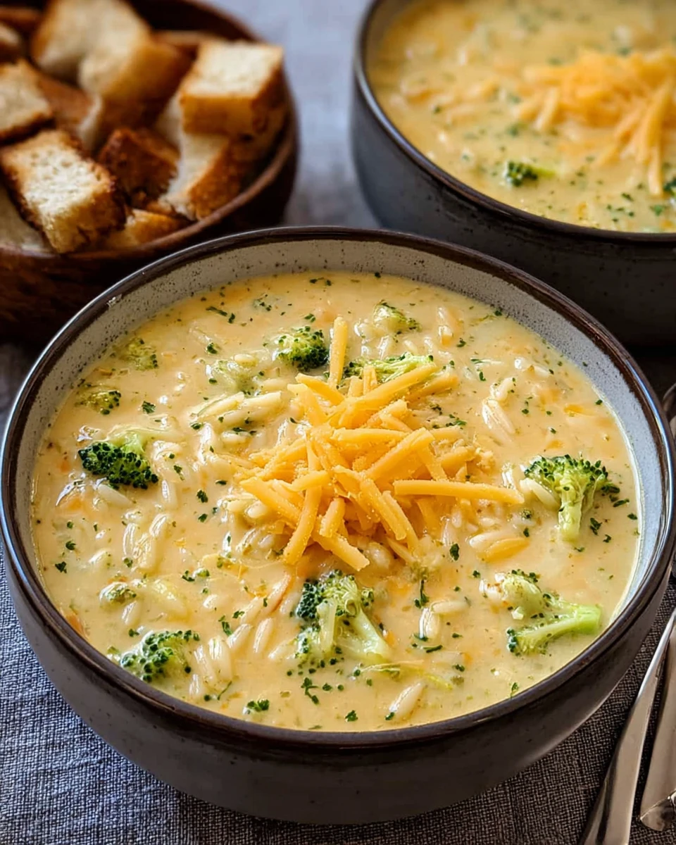Broccoli Cheddar Orzo Soup