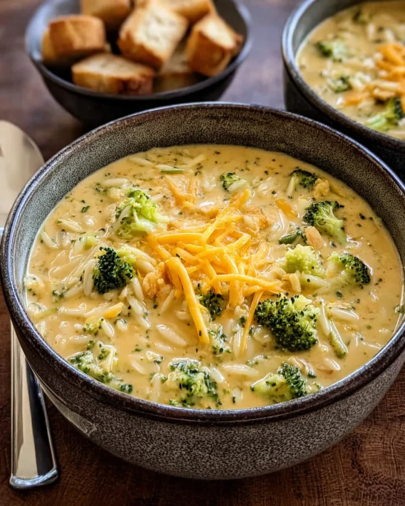 Broccoli Cheddar Orzo Soup