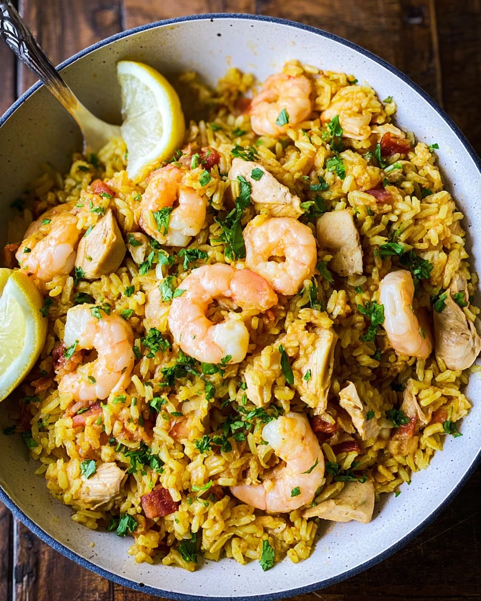 Easy Spanish Rice with Chicken and Shrimp