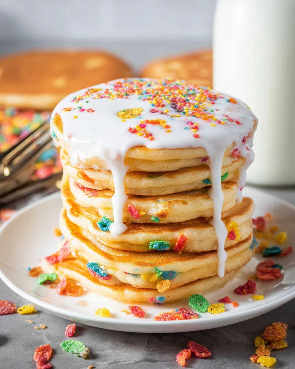 Fruity Pebble Pancakes