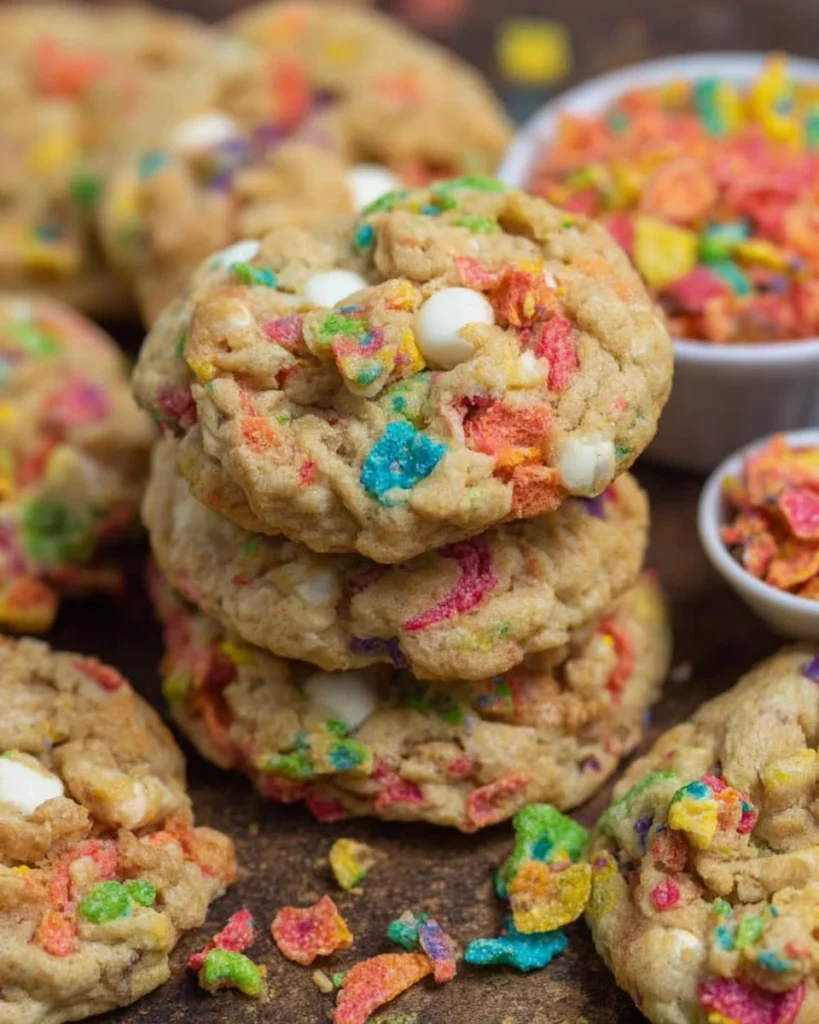 Fruity Pebble Pudding Cookies