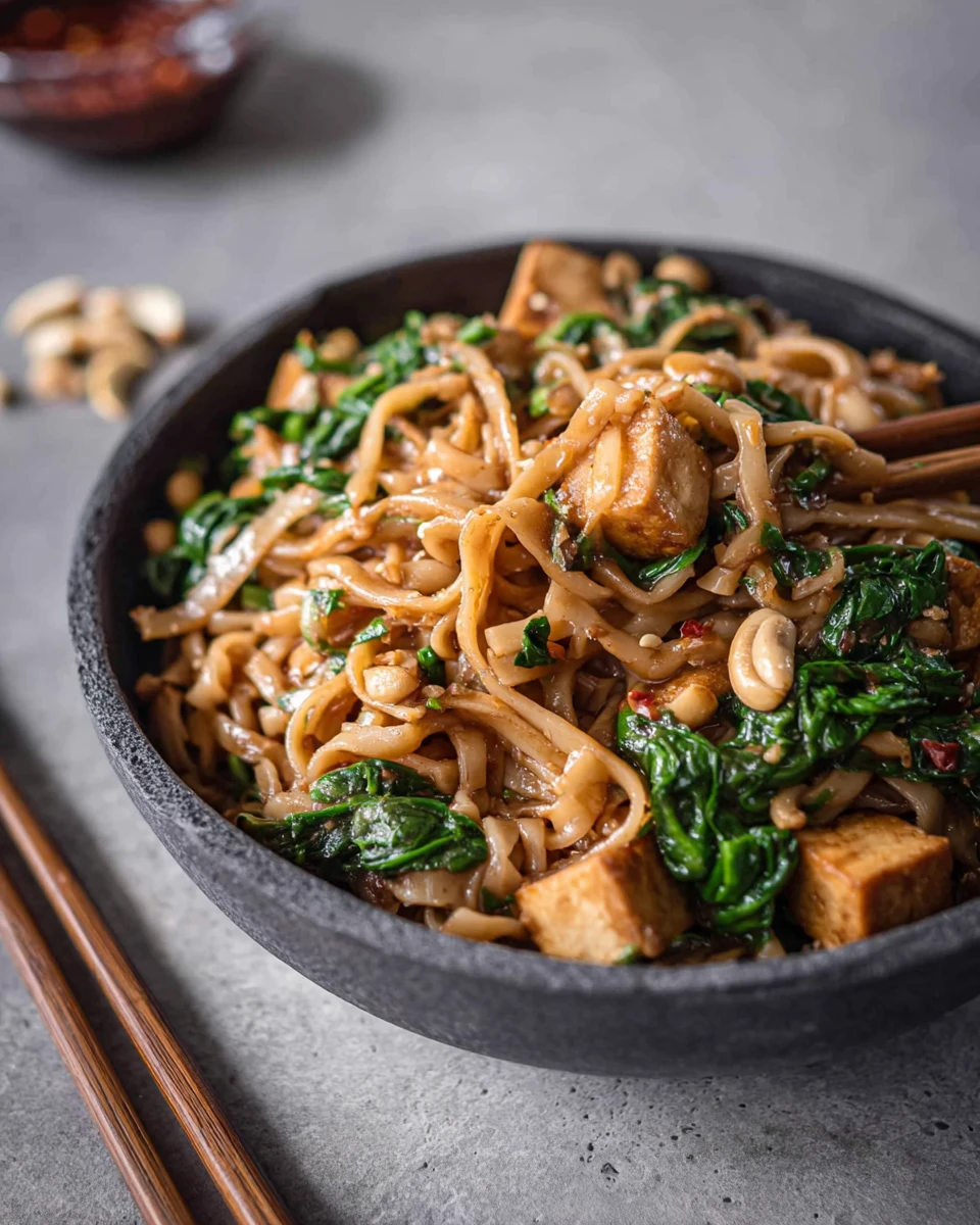 Saucy Tofu Noodles with Spinach