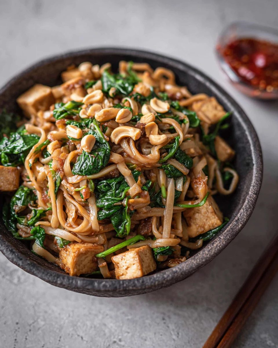 Saucy Tofu Noodles with Spinach